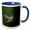 Blue/White, variant on 3drose, Usa, Wa. Male Annas Hummingbird, Displays Its Gorget While Hovering., 11oz Two-tone Yellow Mug