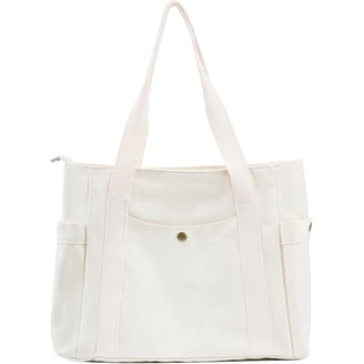 Drimzate Small Canvas Tote with Zipper, 9.05x5.90x8.26 in, Black