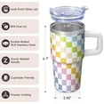 thumbnail image 3 of 20oz Double Wall Insulated Tumbler with Handle, Geometric Texture Stainless Steel Travel Mug, Leak-Proof Coffee Cup, 3 of 5