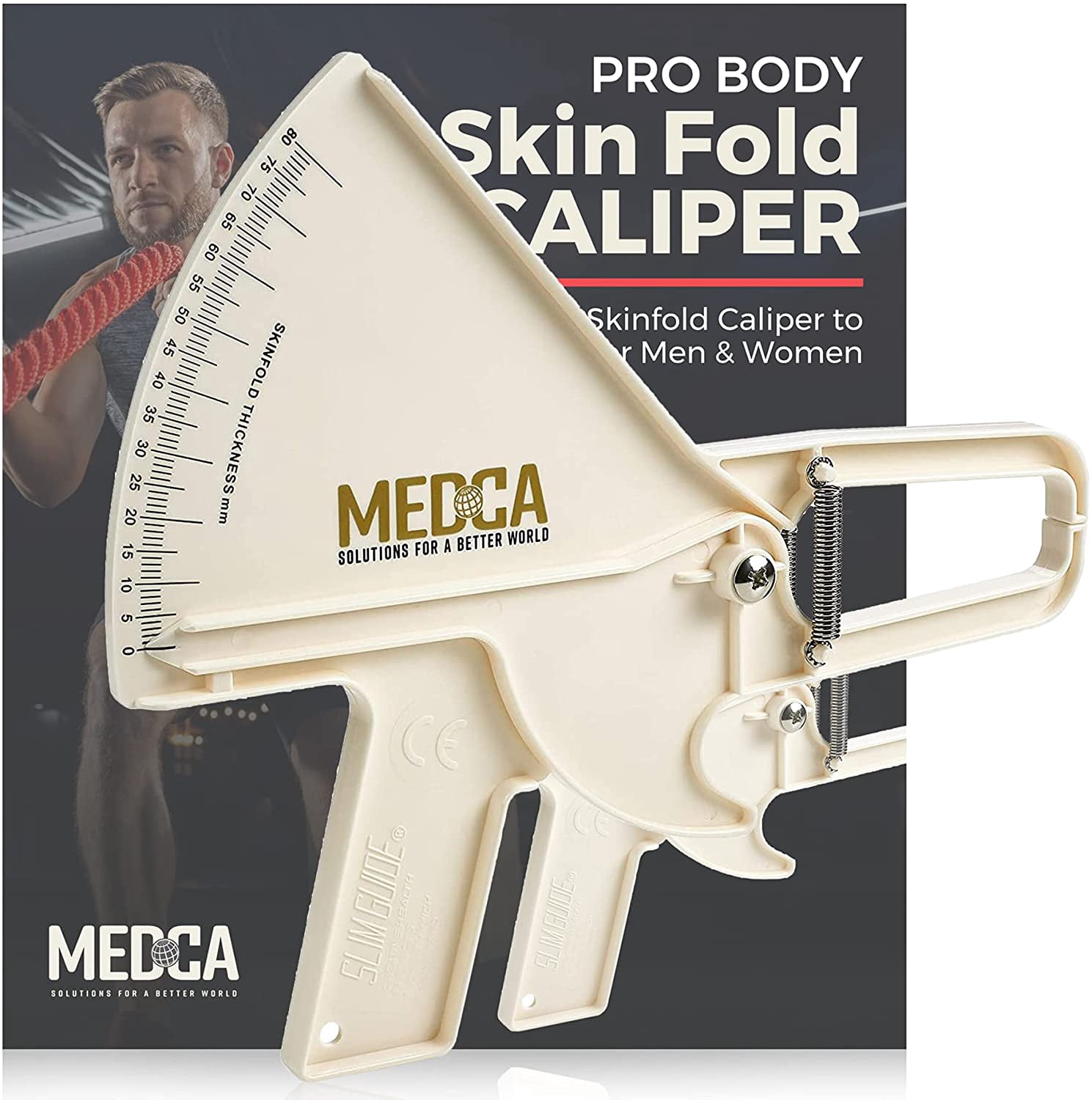 MEDca Pro Body Skin White Caliper Handheld BMI Unisex Measuring Tool Fat