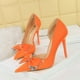 thumbnail image 2 of Zapatos de novia clásicos de tacón alto, delgados, a la moda para damas, con boca poco profunda, puntiagudos, huecos en los lados y lazo de diamante, 2 of 5