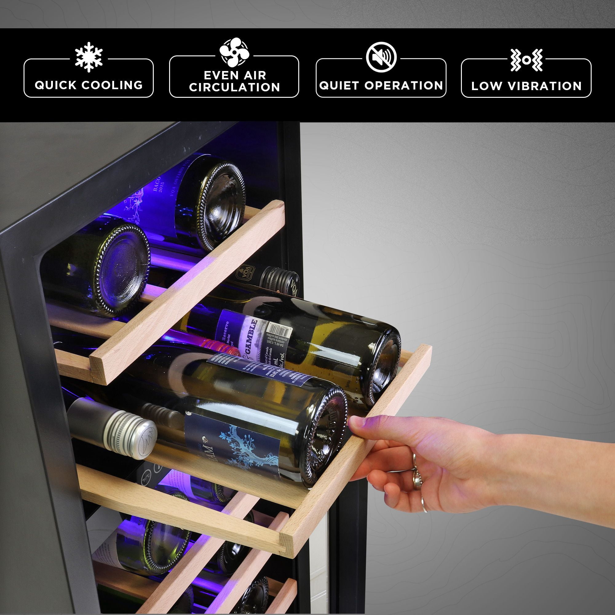 Koolatron 28 Bottle Dual Zone 15" Under Counter Wine Cooler w/ Lock