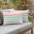 thumbnail image 3 of Outdoor Pillow Covers 20x12 Set of 2, Peach Pink Green Ombre Waterproof Patio Throw Pillow Covers for Couch Sofa Chair, Farmhouse Stripe Modern Decorative Pillowcases for Throw Pillows, 3 of 9