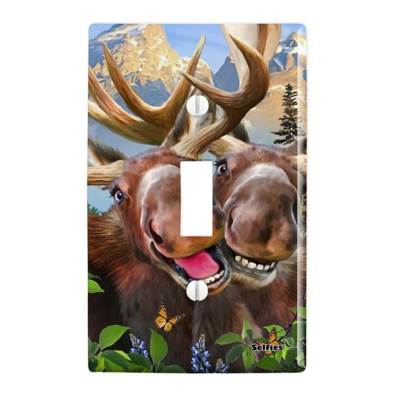 Moose Selfie Plastic Wall Decor Toggle Light Switch Plate Cover