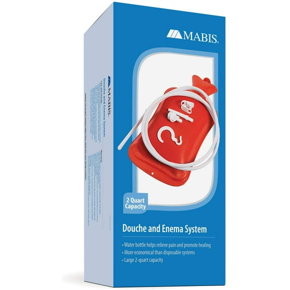 MABIS Douche, Enema and Hot Water Bottle Combination, Red