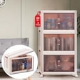 thumbnail image 5 of 95 QT (285 QT Total) Stackable Storage Bins with Doors – 3 Tier Plastic Cabinet with Doors – Magnetic closure Foldable Storage Bins with Lids & Wheels –Collapsible Organizer with L, 5 of 6