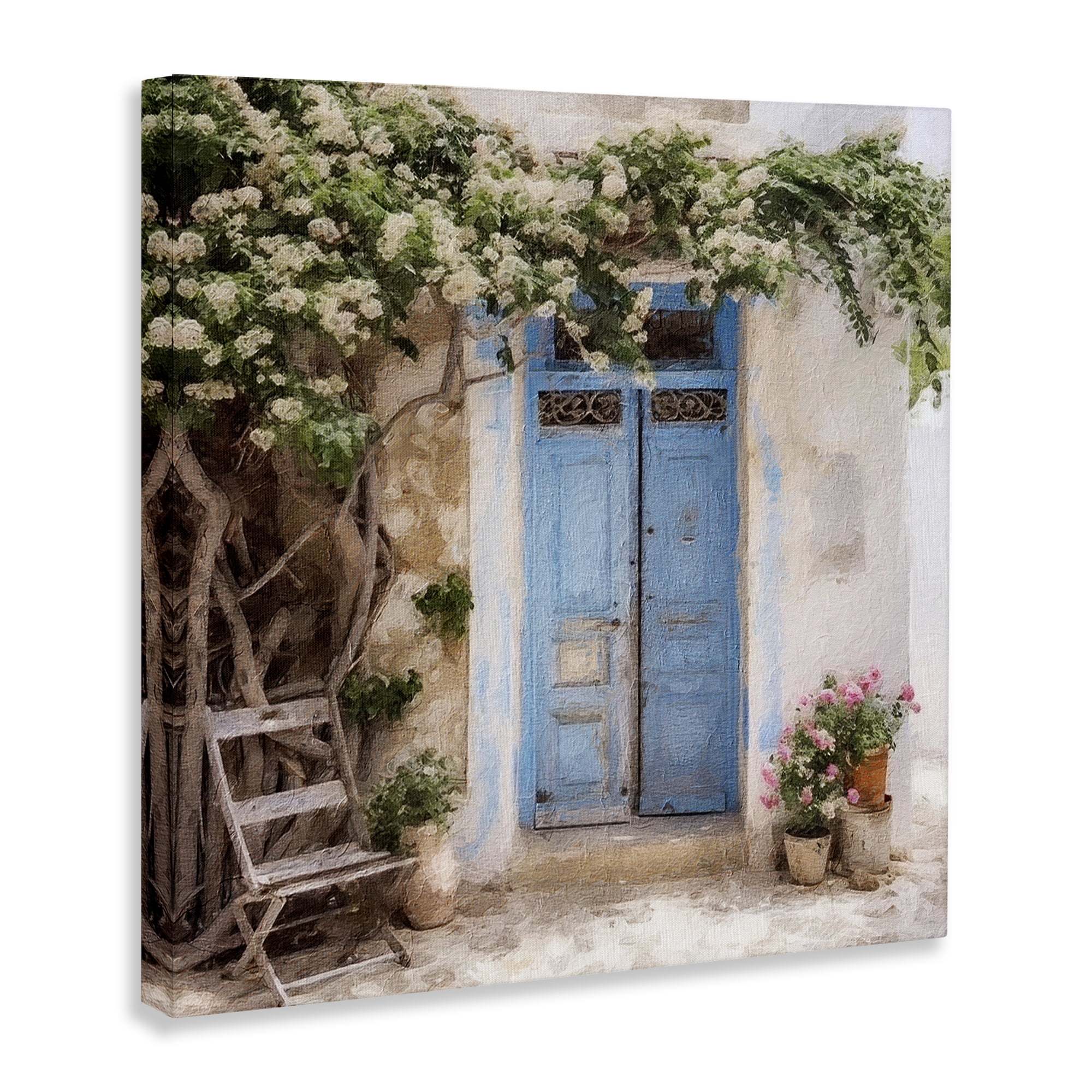 Stupell Industries Greek Doorway with Tree Town & City Painting Gallery Wrapped Canvas Art Print Wall Art, 30 x 30