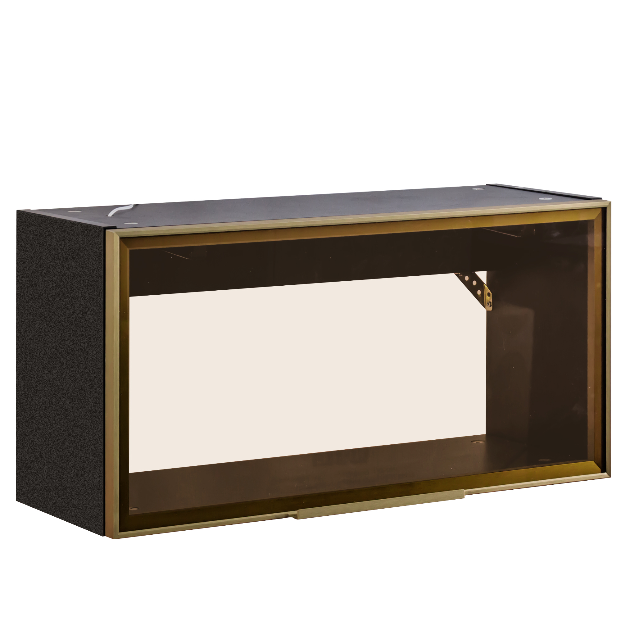 Mintazer Wall-Mounted Kitchen Storage Cabinet with LED Light, Flip-Up Glass Door Wall Cabinet with Gold Trim, Black