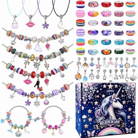 ZLC Charm Bracelet Making Kit,Unicorn Mermaid Crafts Gifts Set Can Inspires Imagination and Creativity,Jewelry Making Kit Perfect Gifts for Girls 5-12 Years Old (125 Pieces)