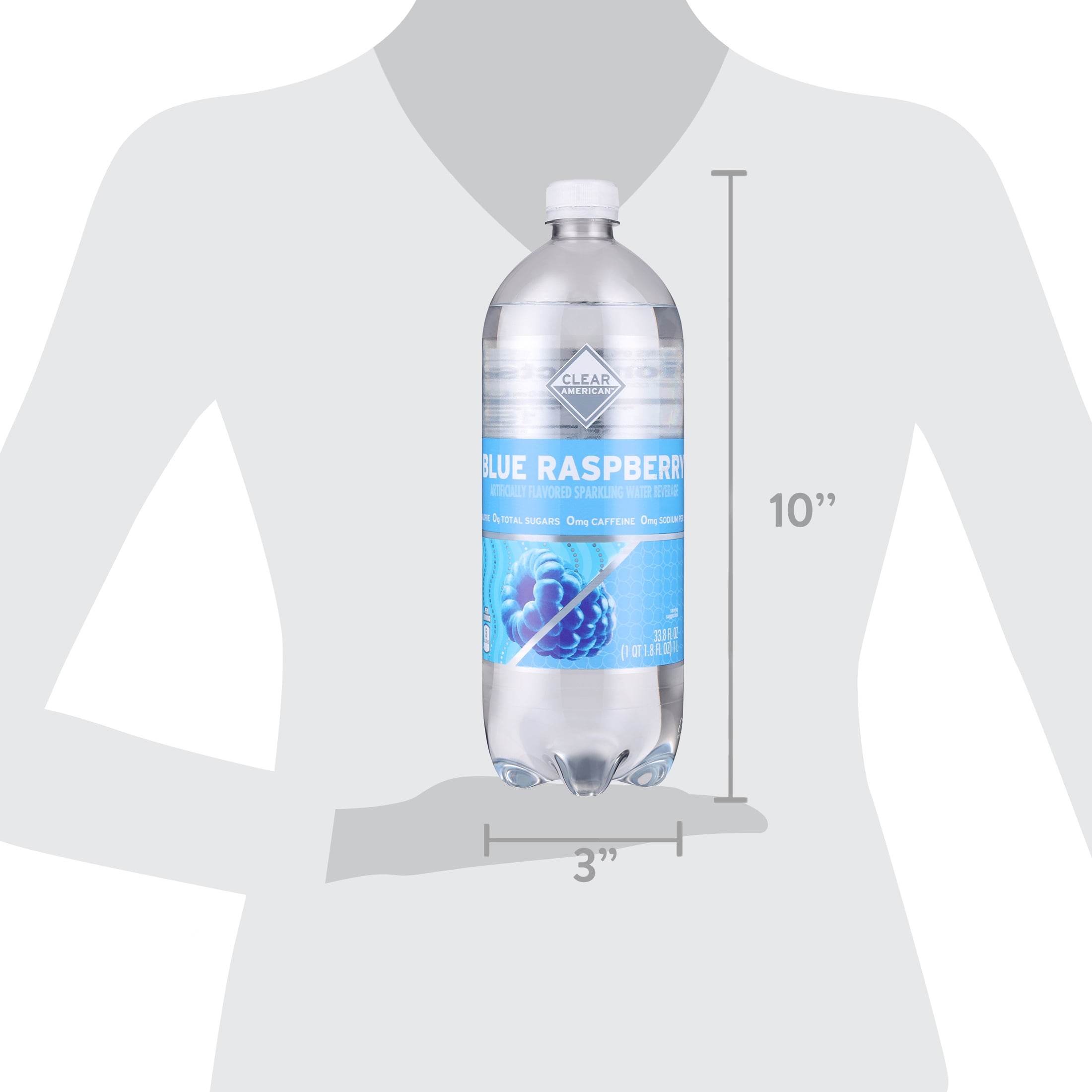 (12 pack) Clear American Blue Raspberry Flavored Sparkling Water, 33.8 fl oz Bottle