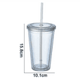 thumbnail image 2 of Double Wall Tumbler with And Straw, Plastic Tumbler Cups, Reusable Iced Coffee Tumblers, Clear Tumblers, 2 of 5