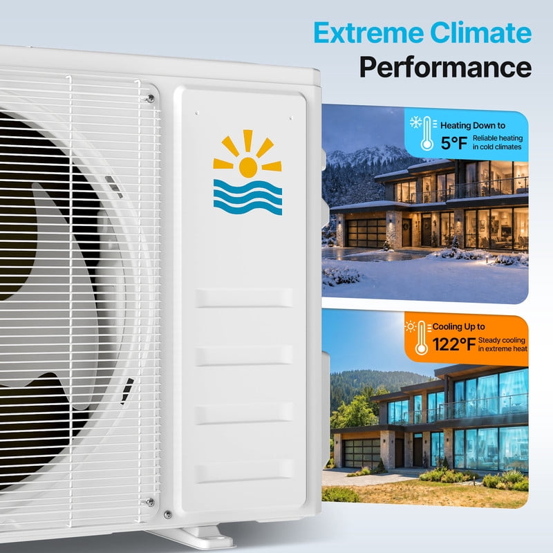 Etust 17000 BTU Ductless Mini Split AC/Heating System, 17 SEER2 208-230V Inverter Air Conditioner with Heat Pump, Cools & Heats Up to 800 Sq.Ft