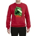thumbnail image 2 of Catzilla Parody Taking Over City | Mens Cat Lover Crewneck Graphic Sweatshirt, Red, X-Large, 2 of 3
