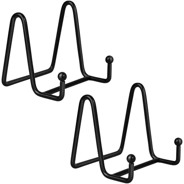 4 platos de presentación, caballete de hierro, soporte para platos, soporte para fotos, plato para fotos, arte de mesa, 3 pulgadas, negro