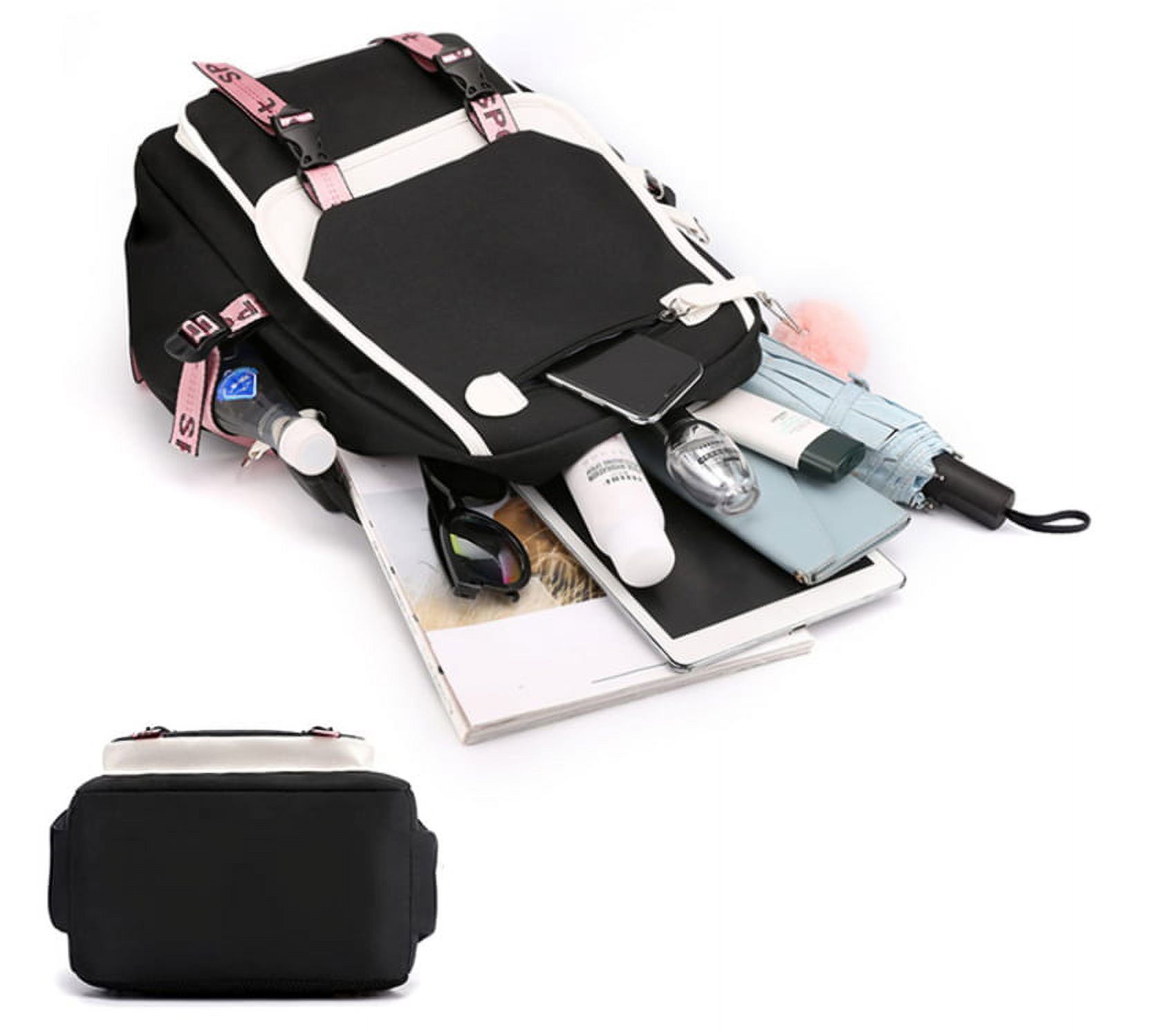 Demon Slayer Nezuko by Moning Women's Waterproof High Quality Canvas School Backpack, Black