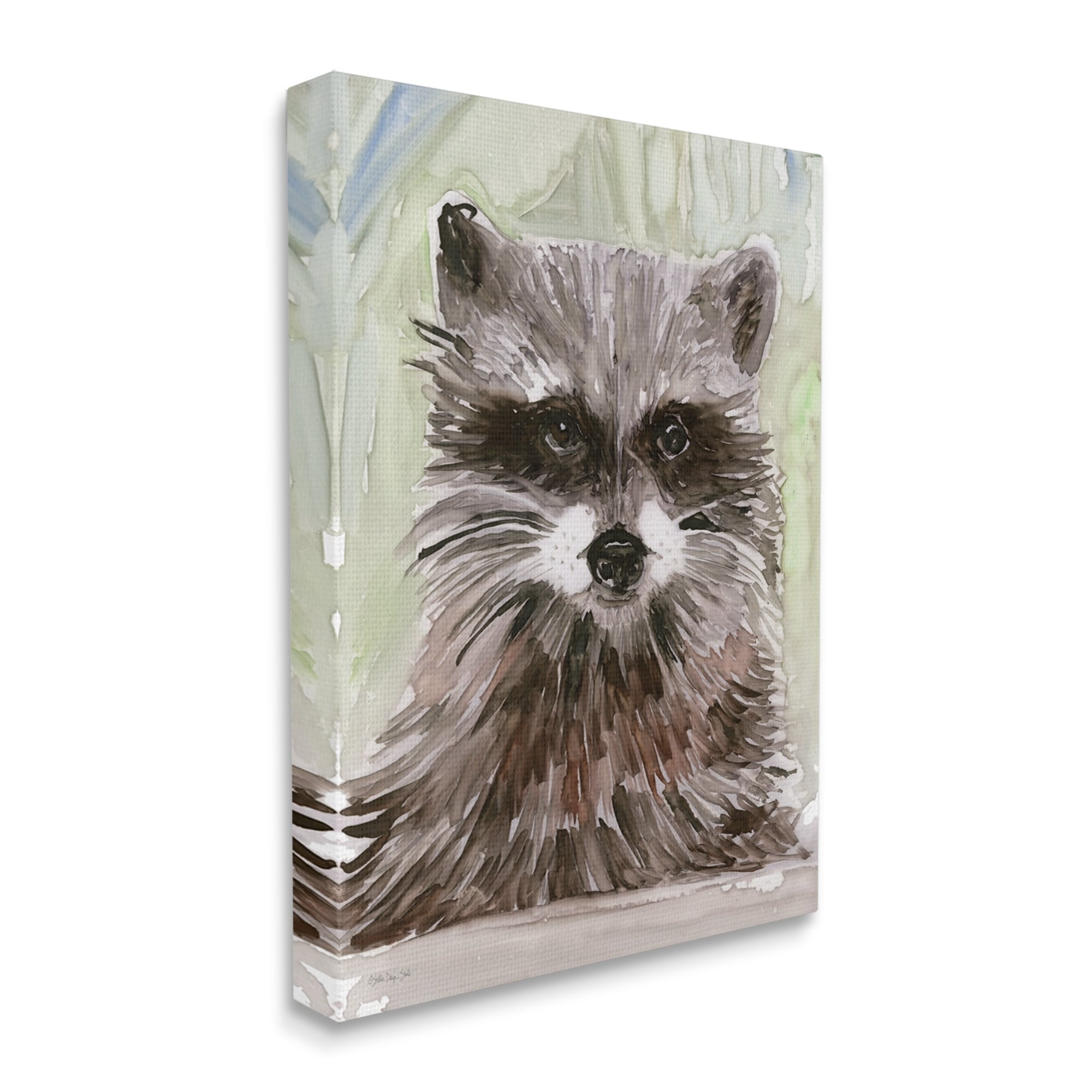 Stupell Industries Wild Raccoon Peeking Layered Painterly Brushstrokes Canvas Wall Art, 24 x 30, Design by Stellar Design Studio