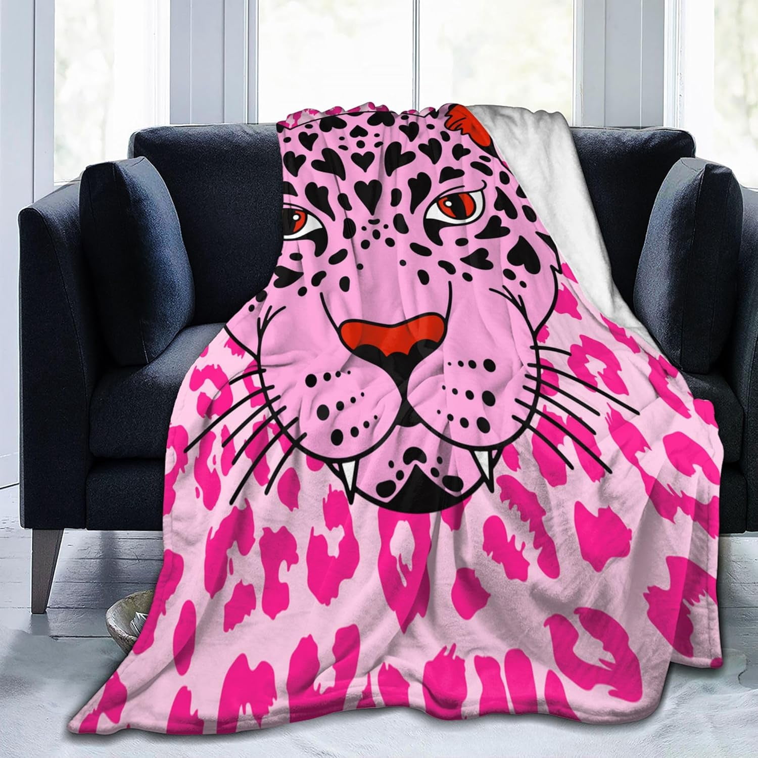 Cheetah Print Blanket Gifts for Kids Adults Soft Warm Lightweight Cozy Pink Leopard Throw Blankets for Bed Living Room Sofa Couch Birthday Decor 50x60in