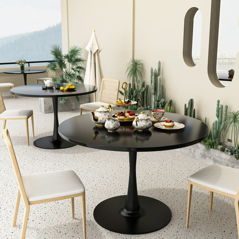LTTROMAT Round Dining Table 42 inch Tulip Table Pedestal Dining Table Round Pedestal Table for Mid Century End Table Coffee Office Living Room