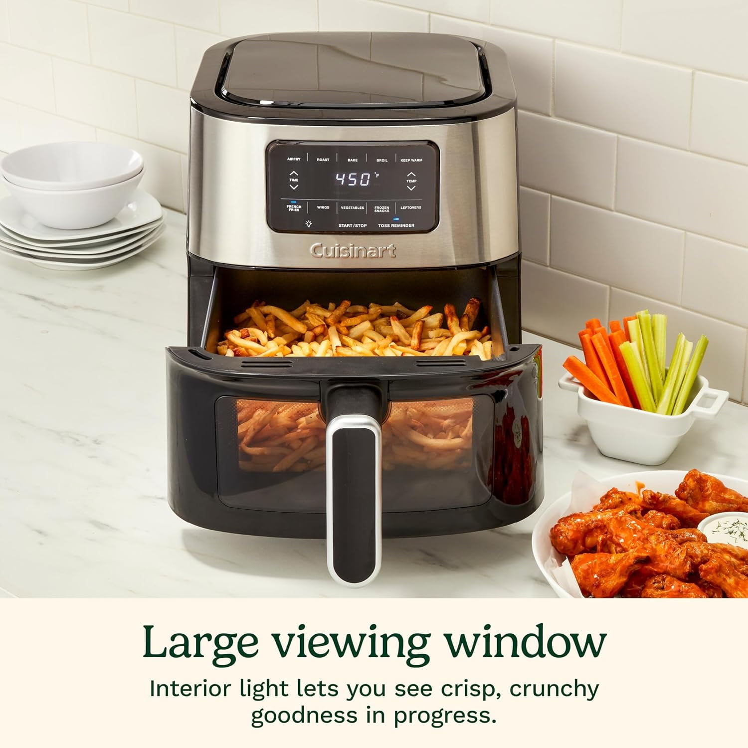 Cuisinart Air Fryer Oven, 6-Qt Basket Stainless Steel Air Fryer, Kitchen Dishwasher-Safe Parts with 5 Presets Roast, Bake, Broil, Air Fry and Keep Warm, Quick & Easy Electric Fryer
