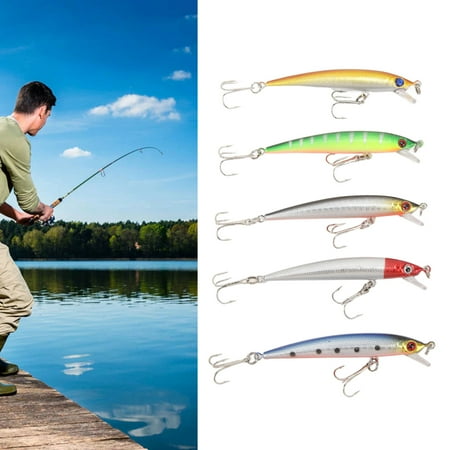5PCS Fishing Lures Hard Baits Topwater Fishing Lure Tackle for Bass Pike Fit Saltwater and Freshwater
