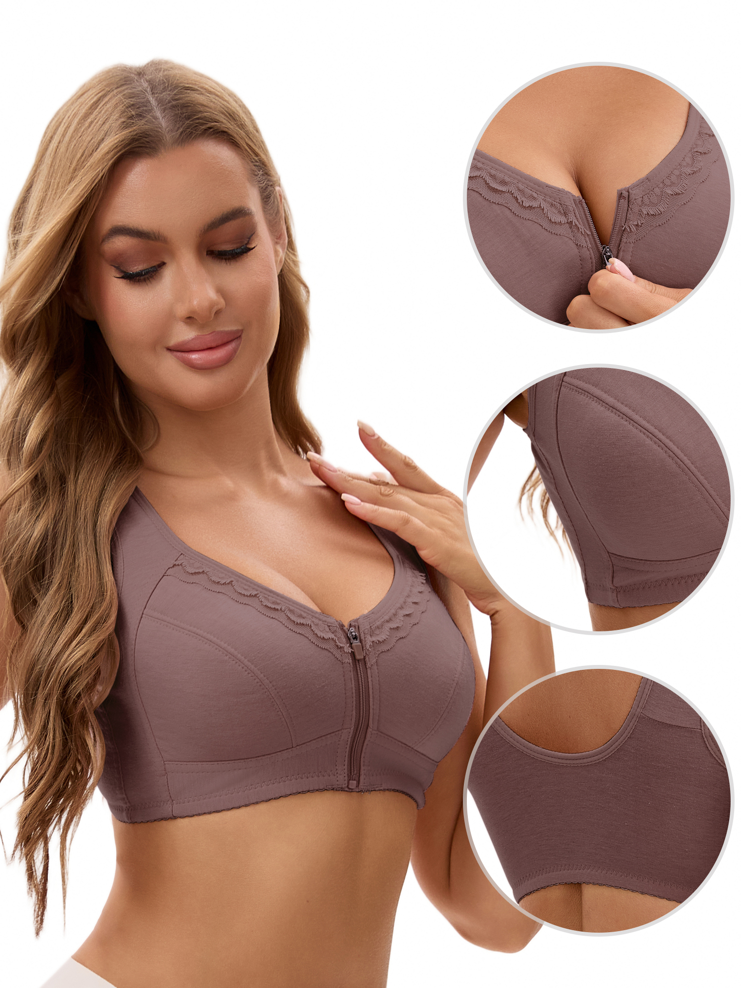 Unique Bargains Women's Wirefree Tank Back Bralette Wide Straps Bras Purple 48 D