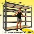 thumbnail image 3 of RoomFave Heavy Duty Garage Shelving Unit, 2600LBS Capacity, 5-Tier Adjustable Metal Storage Rack for Basement, Warehouse, Utility Room, 48"W x 18"D x 72"H, 3 of 8