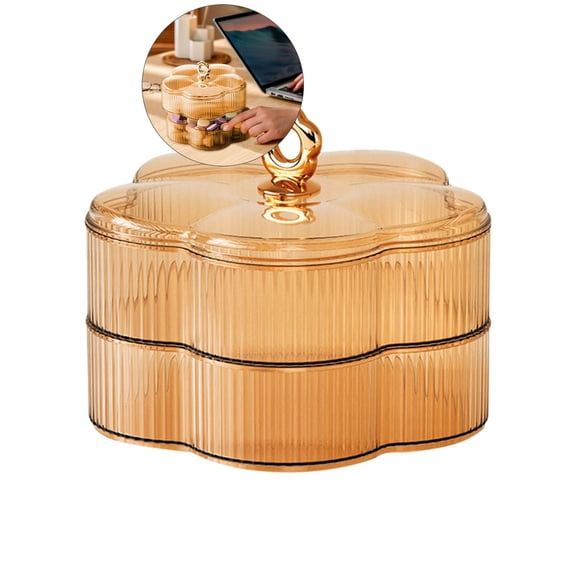 WNFJR Multi-Compartment Snack Tray - Clear Plastic Food Organizer with Lid for Nuts, Candies, Crackers - Airtight, Easy Clean, Home & Party Essential