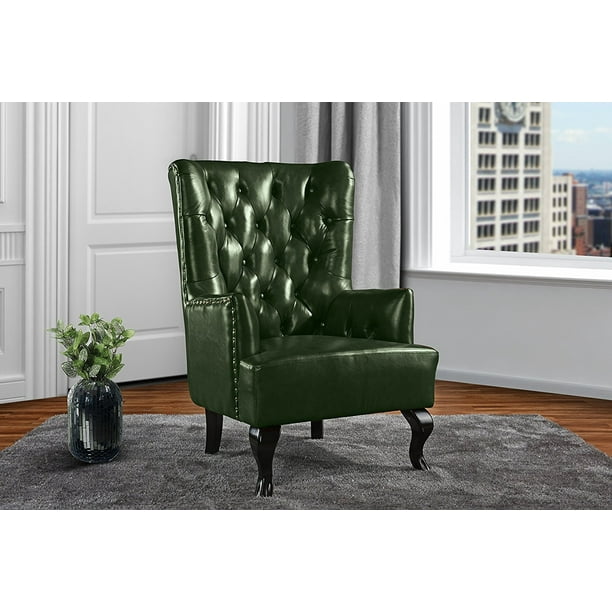 Upholstered Living Room Tufted Leather Armchair, Accent