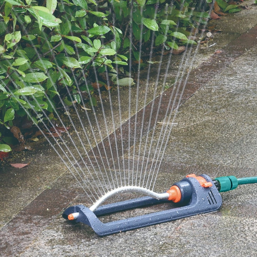 19  Hole Indestructible Metal Base Oscillating Sprinkler with Adjustable Spray, 3600-Square Foot Coverage ( Green)