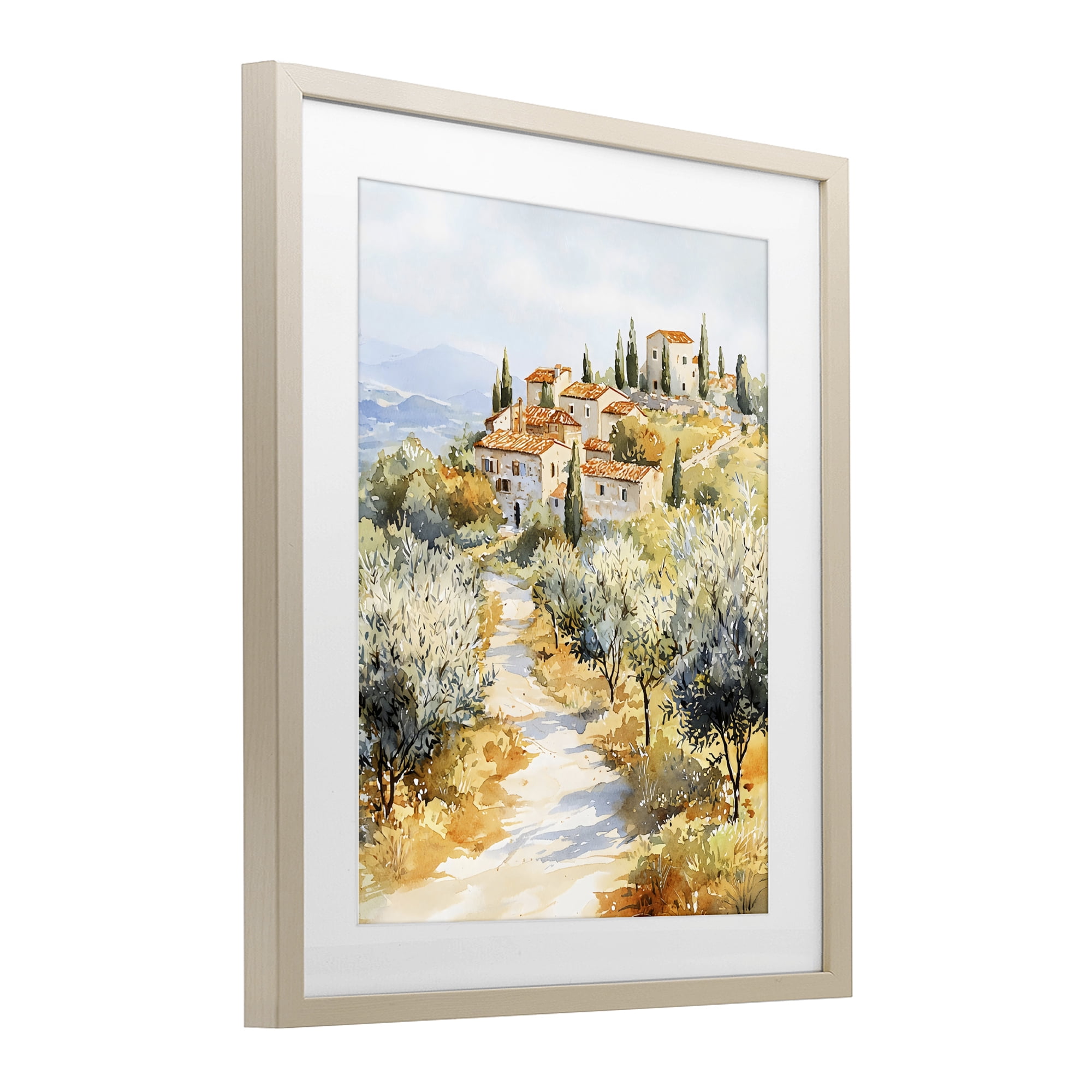 Stupell Industries Tuscan Hilltop Village View Birch Framed Print Under Glass, design by LSR Design Studio