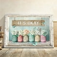 thumbnail image 6 of Inspirational It''s Okay Canvas Wall Art Encouraging Bible Verses On Cute Marson Jars and Butterflies Teal Background Artwork, 6 of 6