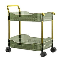 Two Tier Transparent Rolling Cart with Wheels A Practical Cart with Handles and Locking Swivel Casters Suitable for Storage In The Kitchen Office and Bedroom