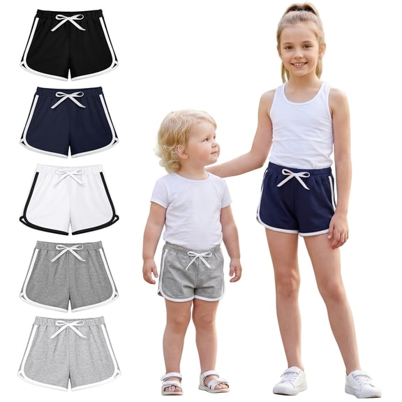 Resinta Girls 5-Pack Dolphin Shorts, Soft Cotton Activewear Girls Athletic Shorts for Gym, Sports & Play, Sizes 2T-3T to 12-14Y