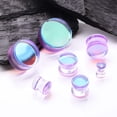thumbnail image 3 of A Pair of Purple Luminous Iridescent Flat Glass Double Flared Plug, 3 of 4