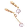thumbnail image 1 of Zircon Stud Pendientes de perlas para las mujeres geométricas de oro amarillo de metal pendientes de aro de joyería de agua dulce de perlas de plata pendientes de aguja, 1 of 2