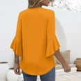 thumbnail image 5 of Womens Tops Blouses For Casual 3/4 Length Sleeve Tops V Neck Tshirts Shirts With Flared Sleeve Blouses For Women, 5 of 5