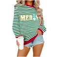 thumbnail image 3 of Jsaierl Christmas Sweatshirts for Women Cute Xmas Graphic Sweatshirt Oversized Pullover Sweater Tops Round Neck Dressy Casual Long Sleeve Shirts Christmas Gifts, 3 of 7