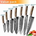thumbnail image 6 of 7-Piece Professional Japanese Kitchen Knife Set, Damascus Laser High Carbon Steel with Covers for Home & Restaurant Use, 6 of 8
