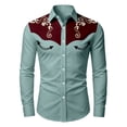 thumbnail image 4 of xfsWaSs Men's Western Cowboy Shirt Vintage Print Long Sleeve Shirts Slim Fit Casual Button Down Shirts Cowboy Style Festival Outfit Fashion Party Tops, 4 of 4