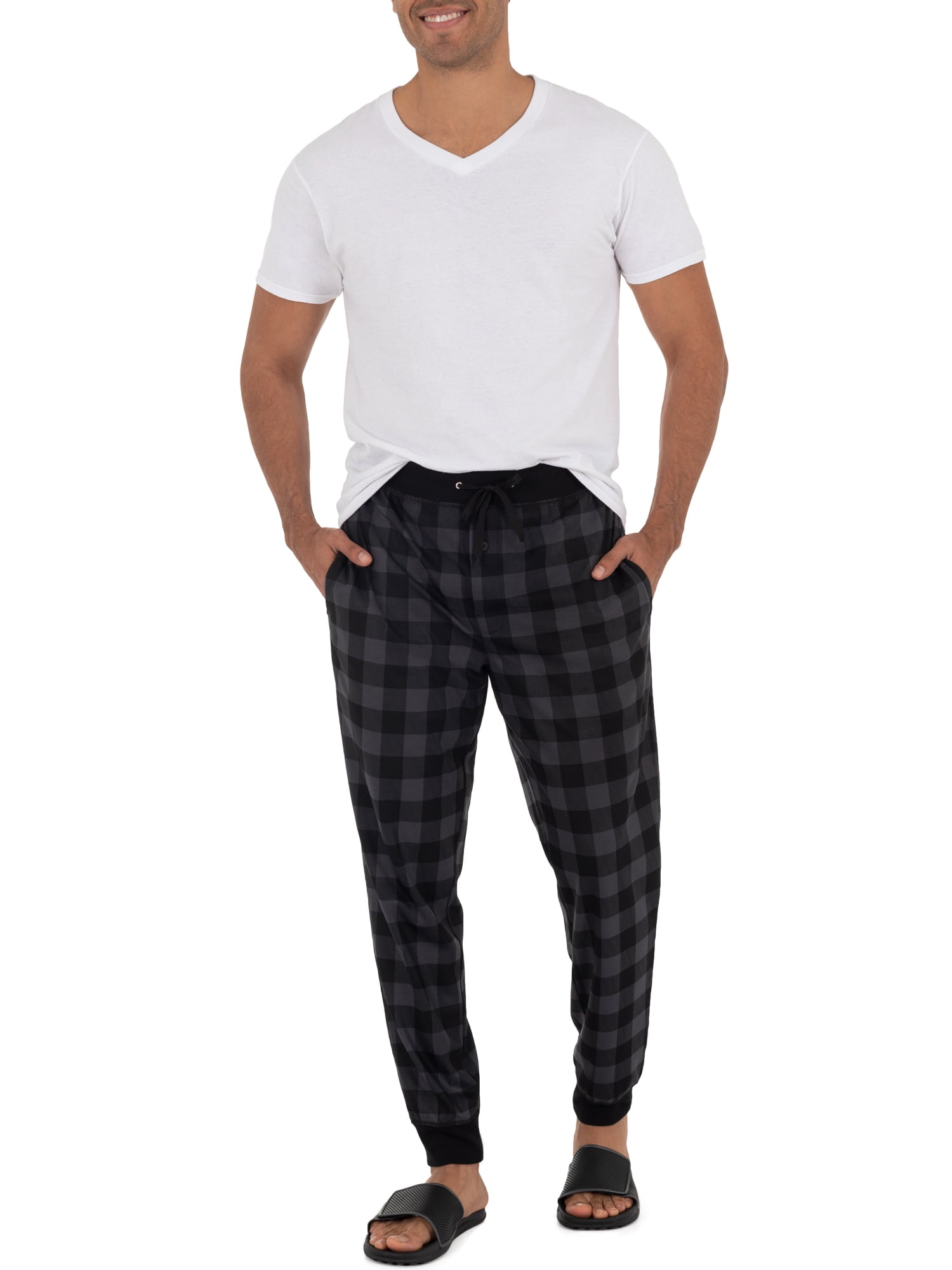 Fruit Of The Loom Men s Knit Waffle Jogger Lounge Pant Walmart