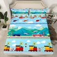 thumbnail image 2 of Manfei Kids Transportation Twin Sheet Sets 3pcs, Helicopter Truck Twin Fitted Sheet, Cartoon Train Flat Sheet, Breathable Home Decor, 2 of 6