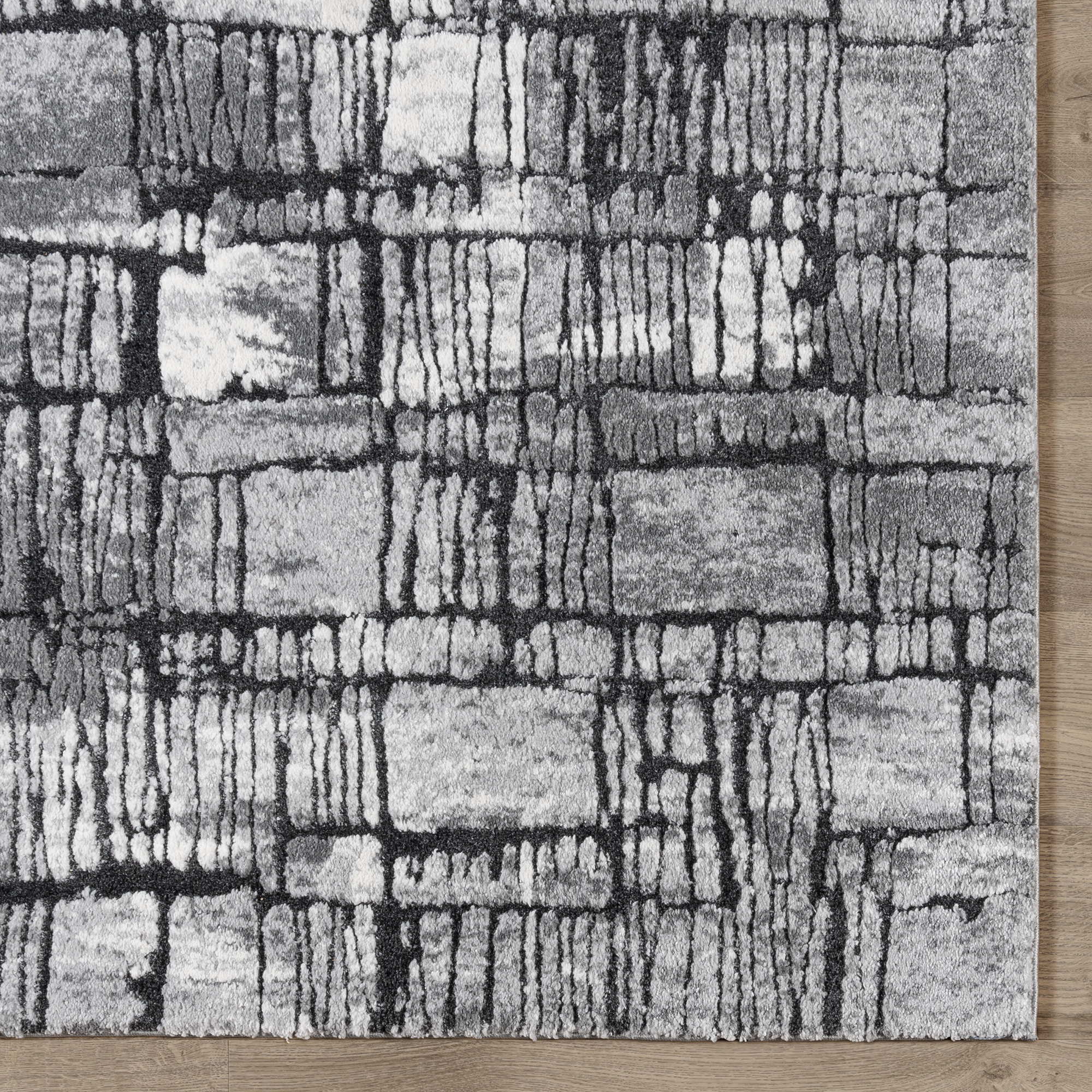 Gertmenian Imani Gael Modern Abstract Plush Charcoal/Gray/Black Shag Indoor Area Rug, 9FTx12FT