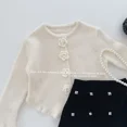thumbnail image 3 of Suéter de punto Kawaii para niñas pequeñas, cárdigan de punto de flores blancas, lindo suéter de Navidad dulce, cárdigan para bebé, 3 of 5