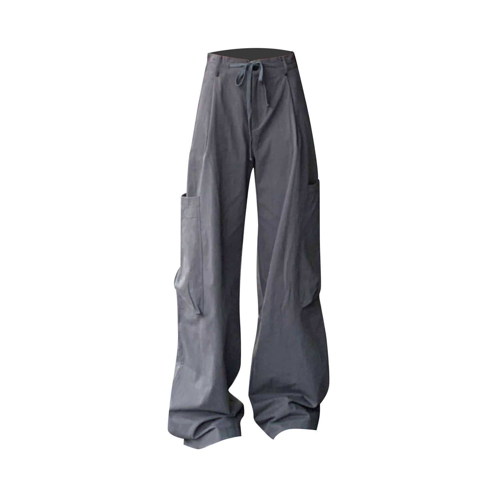Huaai Sweatpants Women Baggy Wide-Leg Empire Waist Cargo Pants Streetwear  Pants Drawstring Casual Loose Trousers 