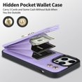 thumbnail image 3 of Case for iPhone 14 Pro Max with Card Holder 360°Rotation Kickstand Ring Stand Women Girls PU Leather Double Buttons Flip Cover RFID Blocking Protective Case for iPhone 14 Pro Max 6.7" Purple, 3 of 6