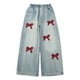 thumbnail image 4 of Odeerbi 5-15 Años Chicas Pantalones de Vaquero Bordados de Pierna Ancha de Los Pantalones de Vaquero Sueltos, 4 of 9