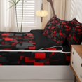 thumbnail image 5 of Homewish 3D Plaid Print Zipper Twin Comforter Sets with Fitted Sheet and 2 Pillowcases,Black Red Zipper Bedding Set,Black Reversible,4pcs, 5 of 8