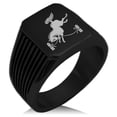 thumbnail image 1 of Stainless Steel Soma Samurai Crest Needle Stripe Pattern Biker Style Polished Ring, 1 of 1