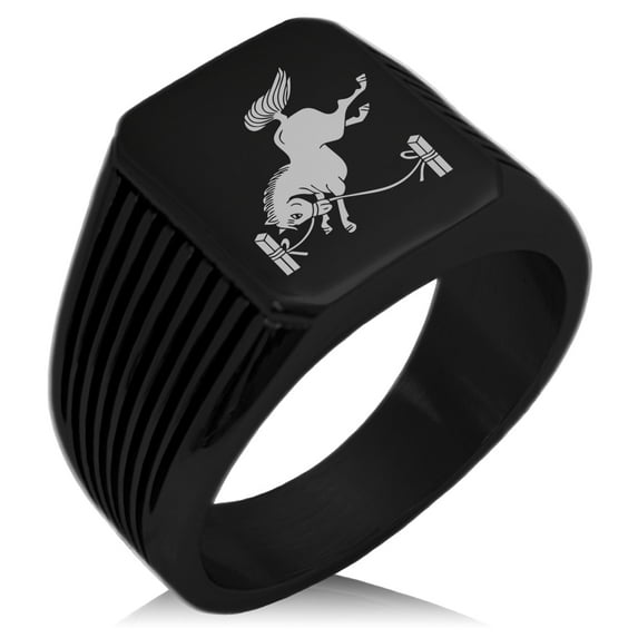 Stainless Steel Soma Samurai Crest Needle Stripe Pattern Biker Style Polished Ring