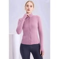 thumbnail image 3 of Womens Full Zip Running Track Jacket Workout Slim Fit Yoga with Thumb Holes Lilac XL, 3 of 7